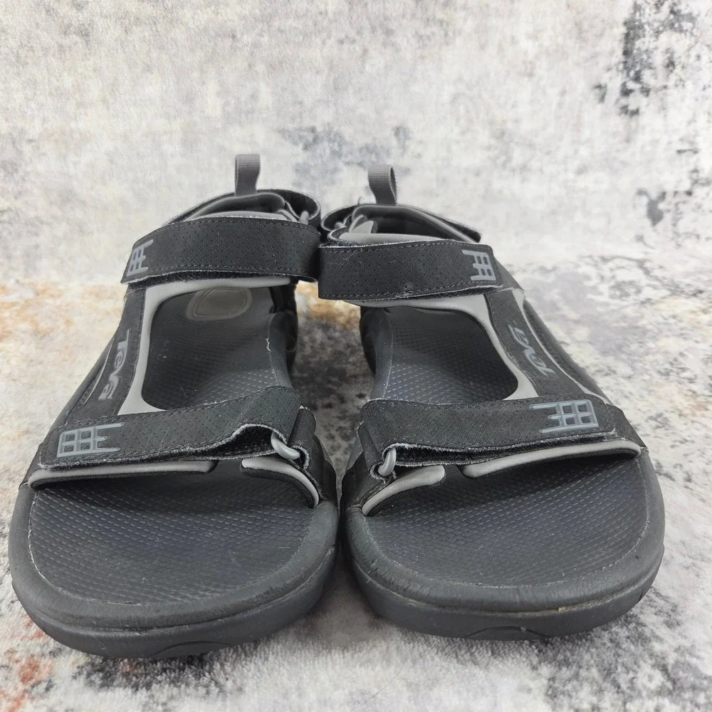 Teva Minam Hiking Sport Sandals Mens 8 Black Grey Trail Water Shoes 4289
